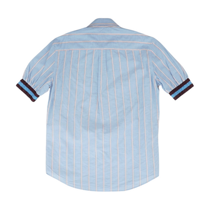 Blue Striped Short Sleeve Button Down