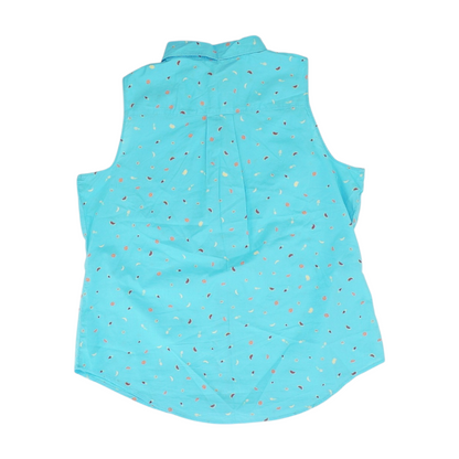 Blue Graphic Button Down