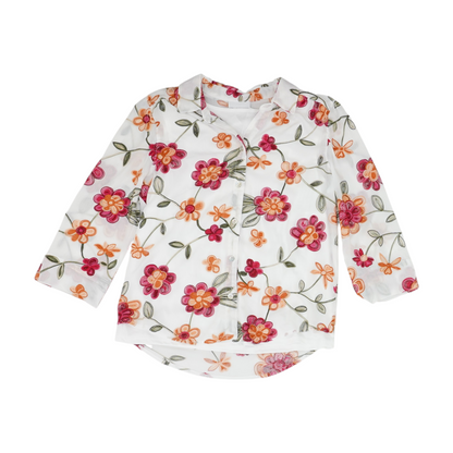 White Floral Blouse