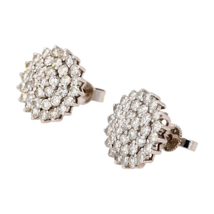2 1/5 Ct 14K White Gold Round Diamond Cluster Stud Earrings