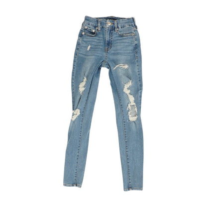 Blue Solid High Rise Skinny Leg Jeans