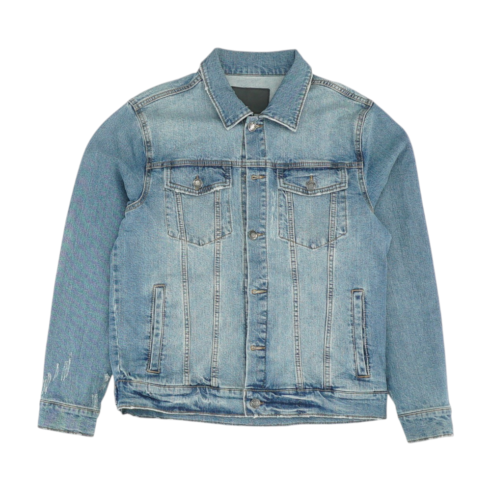 Blue Solid Denim Jacket