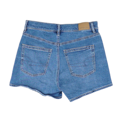 Blue Solid Denim Shorts