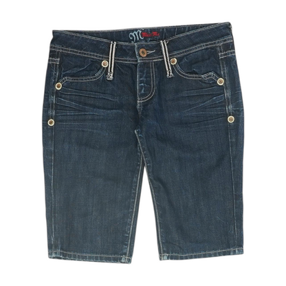 Blue Solid Denim Shorts