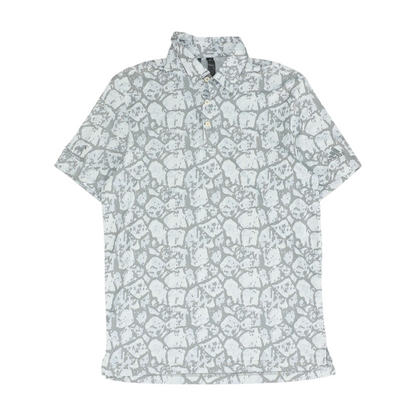 Gray Print Short Sleeve Polo