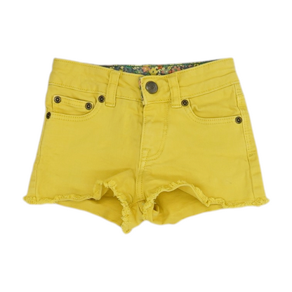 Yellow Solid Denim Shorts