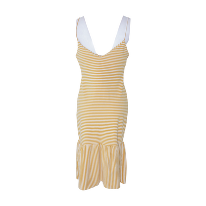 Yellow Striped Midi Dress