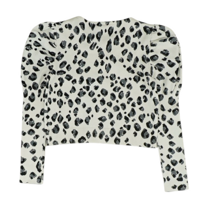 White Animal Print Cardigan Sweater