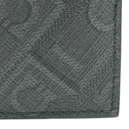 Black Coated Canvas Outer Panels Calfskin Credit Card Holder