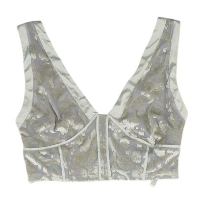 Gray Floral Cropped Blouse