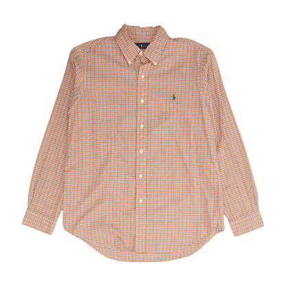 Orange Plaid Long Sleeve Button Down