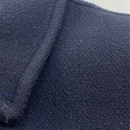 Navy Solid Wool Coat