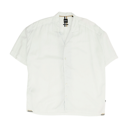 White Solid Short Sleeve Button Down