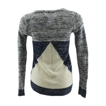 Blue Color Block Cardigan Sweater
