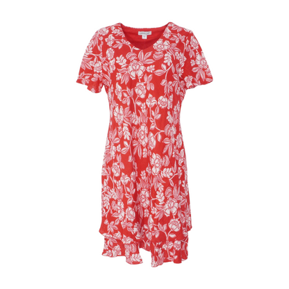 Red Floral Midi Dress
