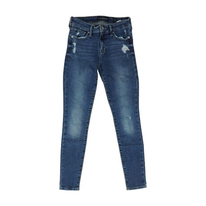 Blue Solid Skinny Leg Jeans