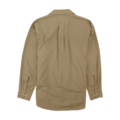 Beige Solid Long Sleeve Button Down
