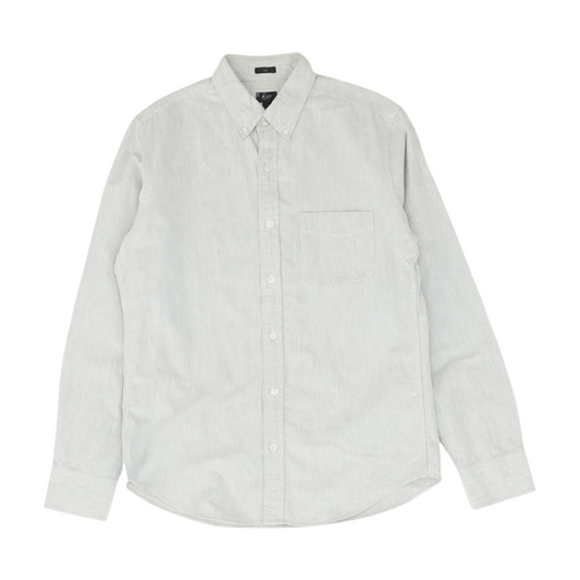 Gray Solid Long Sleeve Button Down