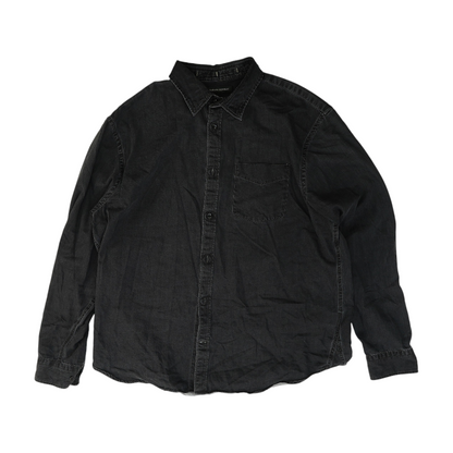 Black Solid Long Sleeve Button Down