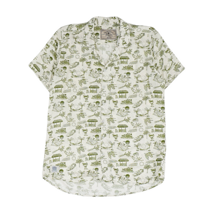 Cream Print Short Sleeve Button Down