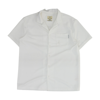 White Solid Short Sleeve Button Down