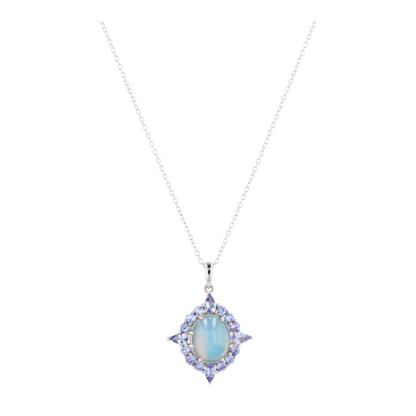 Sterling Silver Opal Pendant Necklace