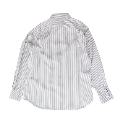 Navy Striped Long Sleeve Button Down