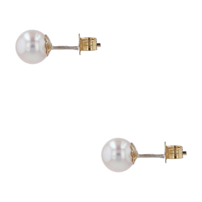 14K Yellow Gold Cultured Pearl Stud Earrings