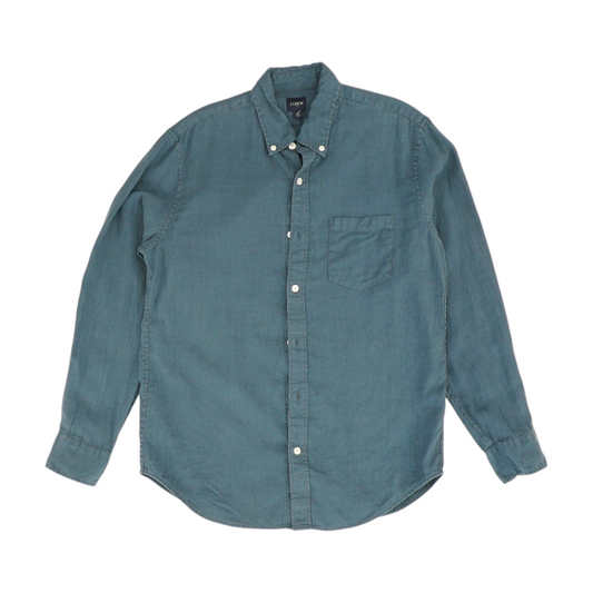 Navy Solid Long Sleeve Button Down