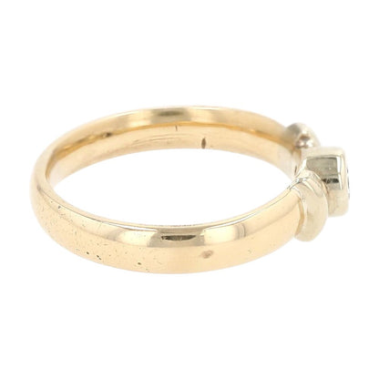 1/4 Ct 14K Two Tone Gold Bezel Set And Bar Diamond Engagement Style Band