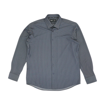 Navy Print Long Sleeve Button Down