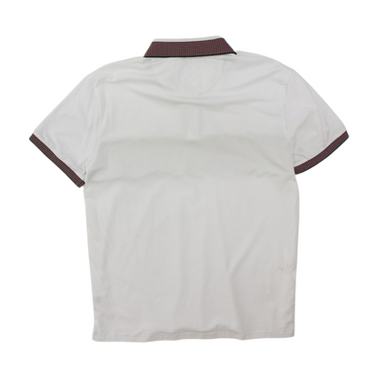 White Color Block Short Sleeve Polo