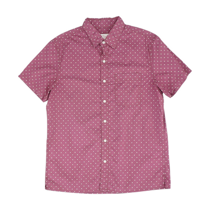 Burgundy Print Short Sleeve Button Down