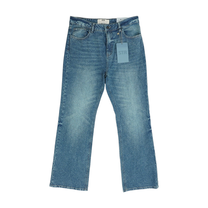 Blue Solid Straight Jeans