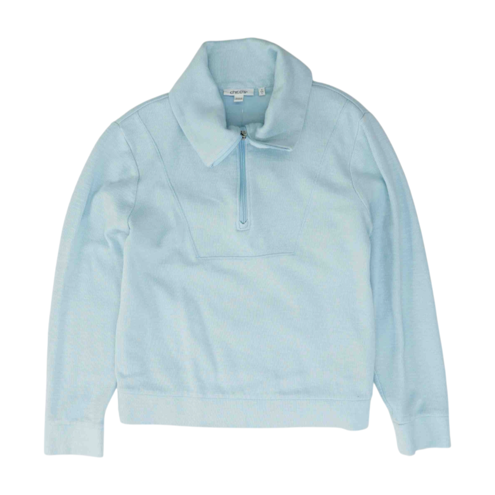 Blue Solid 1/4 Zip Pullover