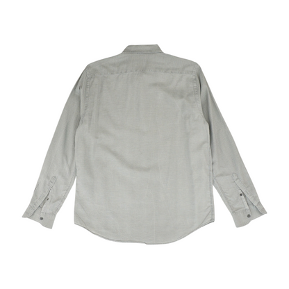 Gray Solid Long Sleeve Button Down