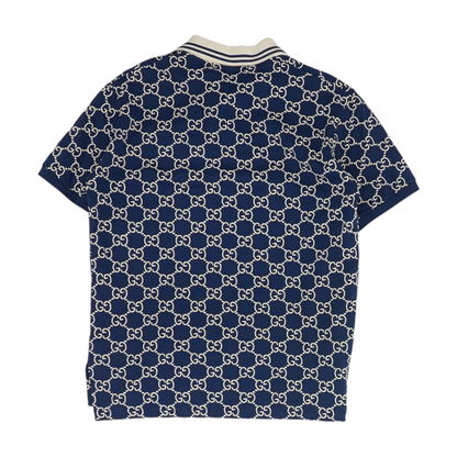 Navy GG Monogram Jacquard Polo Shirt