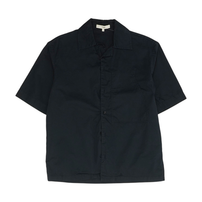 Navy Solid Short Sleeve Button Down