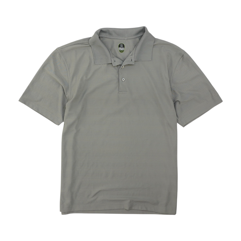 PGA Tour Gray Striped Short Sleeve Polo – Image 1