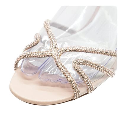 Rose Gold Crystal-Embellished Strappy Sandals