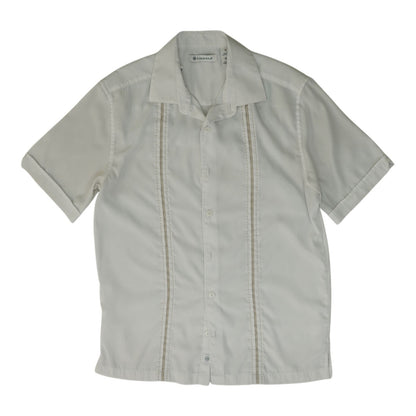 White Solid Short Sleeve Button Down