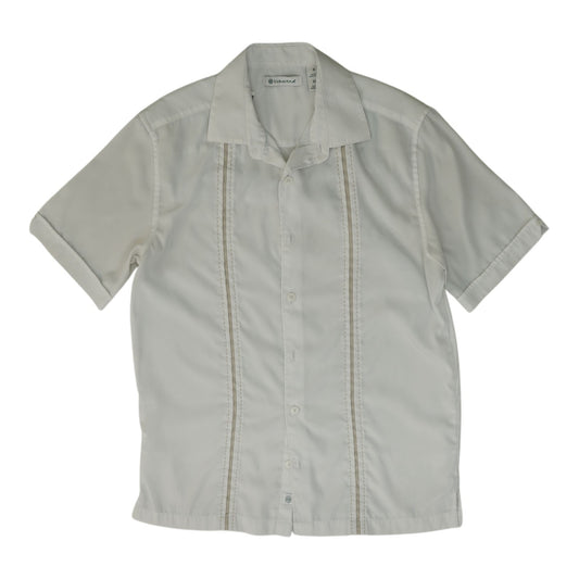 White Solid Short Sleeve Button Down