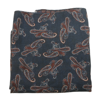 Navy Paisley Wool Scarf