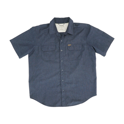 Navy Solid Short Sleeve Button Down