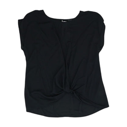 Black Solid Short Sleeve Blouse