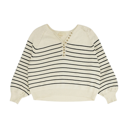Beige Striped Pullover Sweater