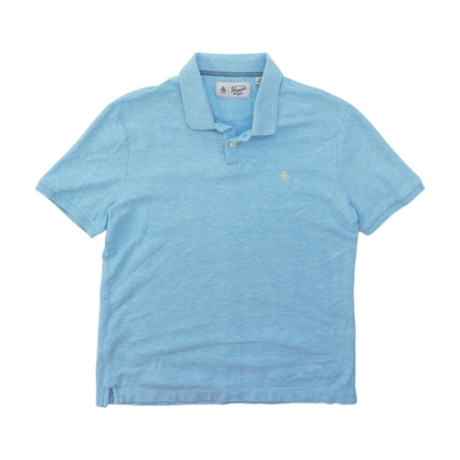 Blue Solid Short Sleeve Polo
