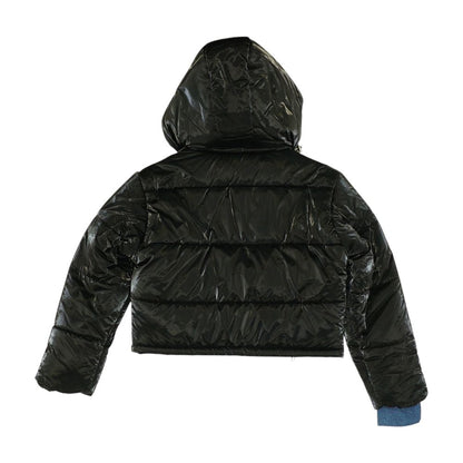 Black Solid Puffer Jacket