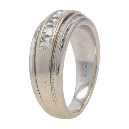 5/8 Ct 14K White Gold Seven Square Channel Set Diamond Wedding Band