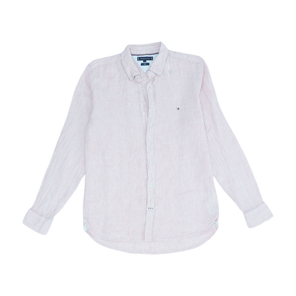 Coral Striped Long Sleeve Button Down